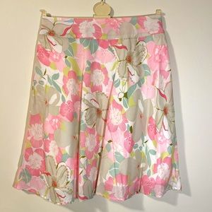 Pink floral A-line skirt